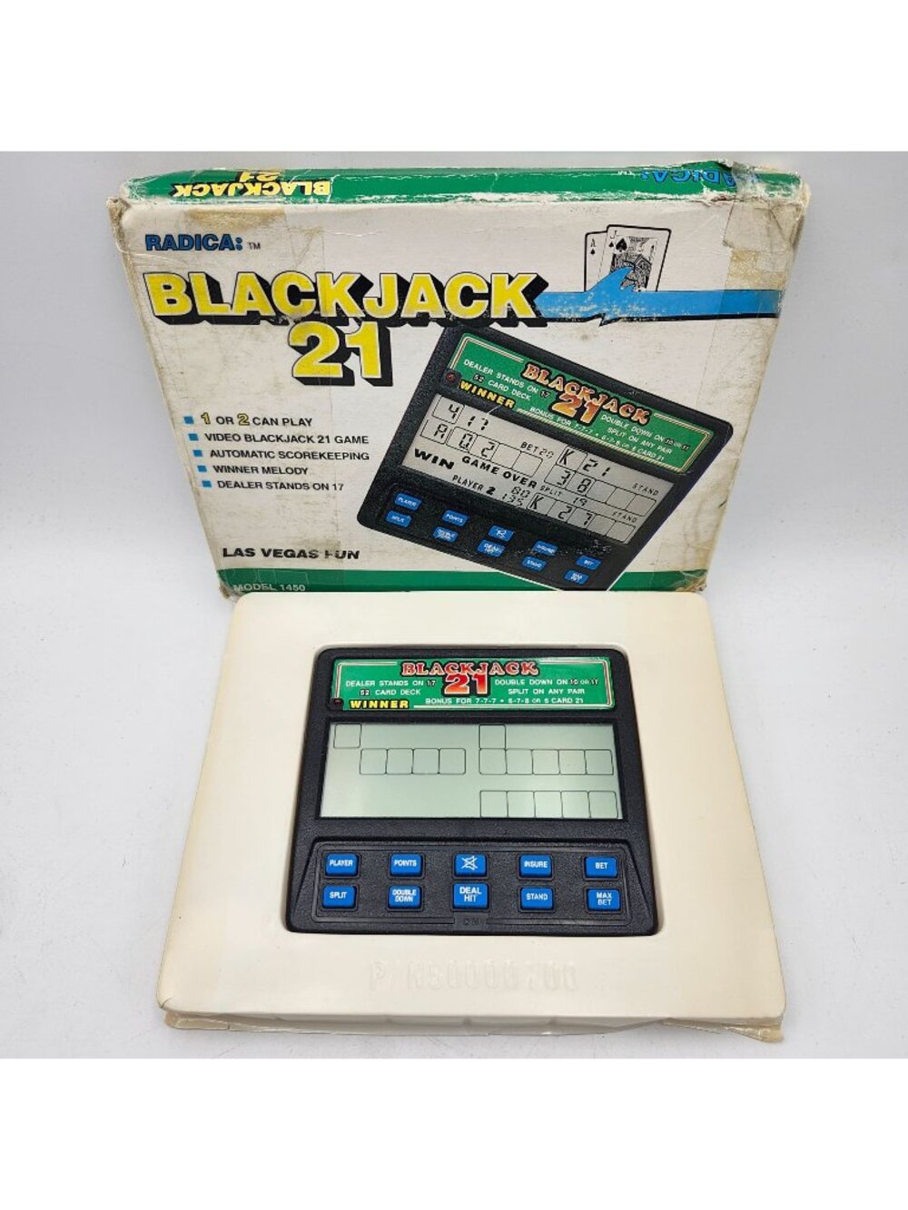 Radica Blackjack 21 Handheld Electronic Game Model 1450 Vintage New Open Box